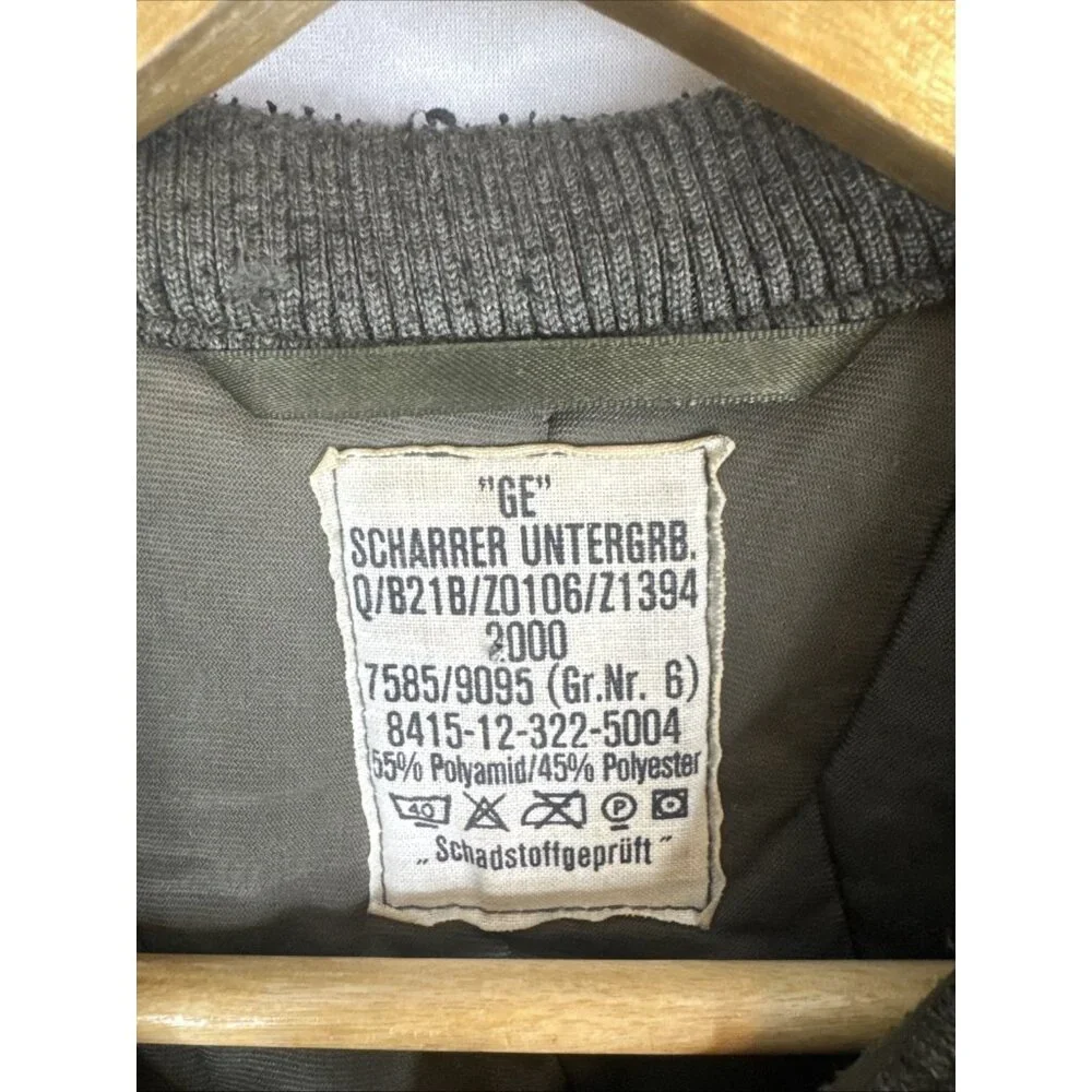 German Army Quilted Liner‎ Jacket Olive Rib Collar Military Men (M/L) Size 6